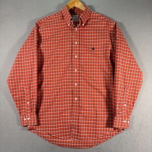 Brooks Brothers‎ 346 Button Down Shirt Mens Medium Orange Plaid Heavy Classic